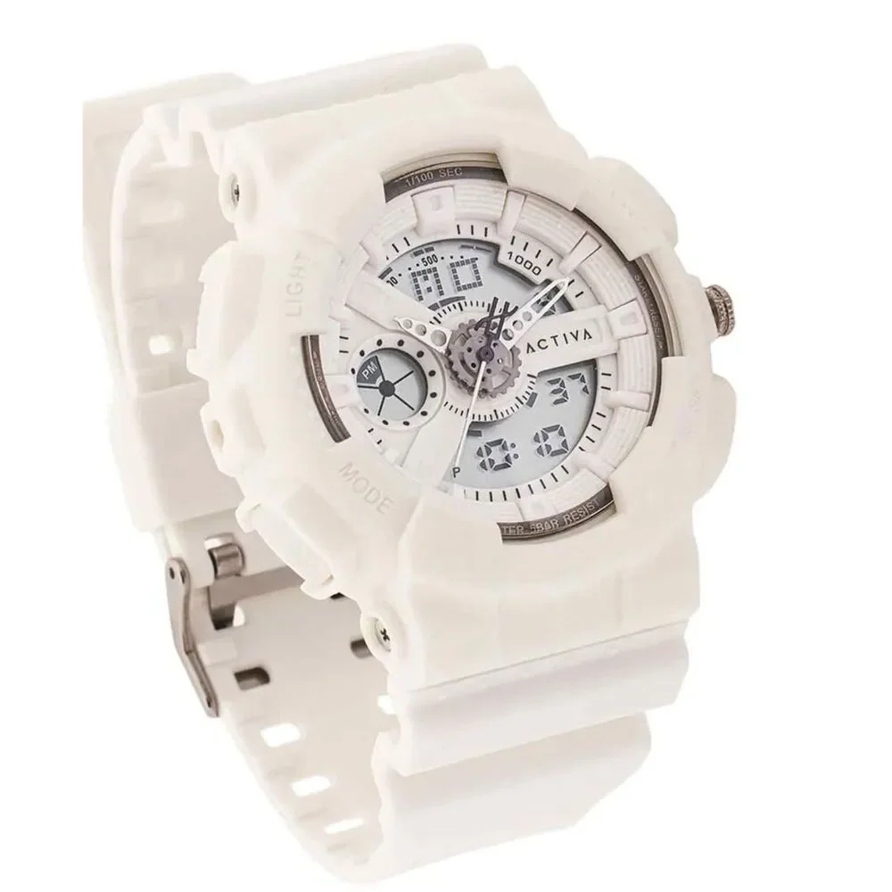 Activa Men’s Ana-Digi Sports Watch – All Matte White (New in Box)